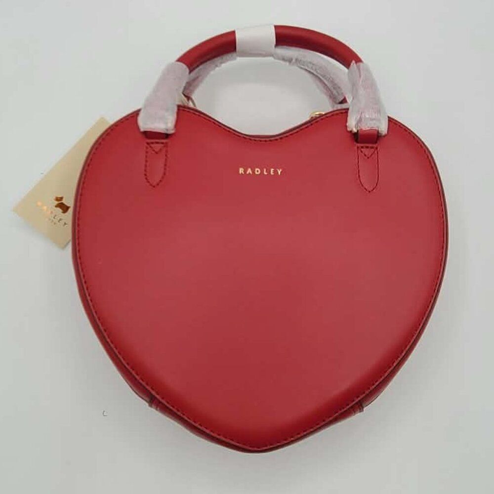 Radley London Small Red Leather Heart Zip Top Crossbody NWT! NEW!